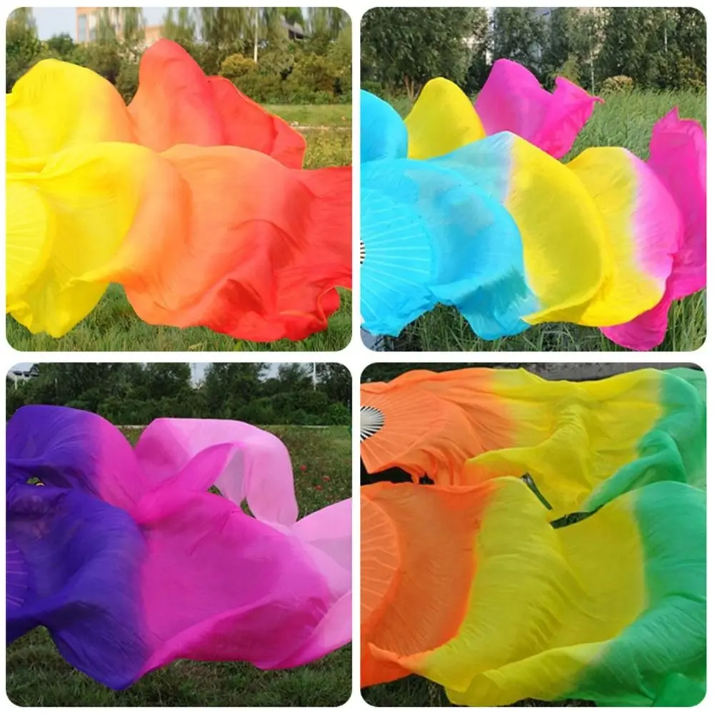 50cm Belly Dancing Fan Multicolors Right/Left Hands Long Imitation Fan Dance Accessories Gradient Color Practice Dancer Tool