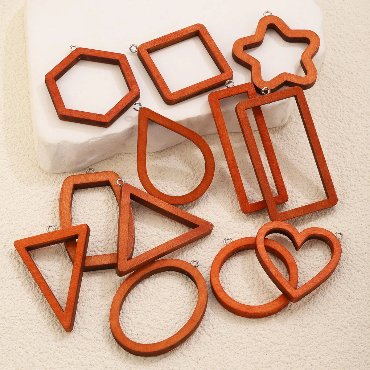 10PCS Triangle Rectangle Wood Geometric Charms for Earrings Bracelets Connectors Findings DIY UV Resin Decoration Jewelry Making view 6