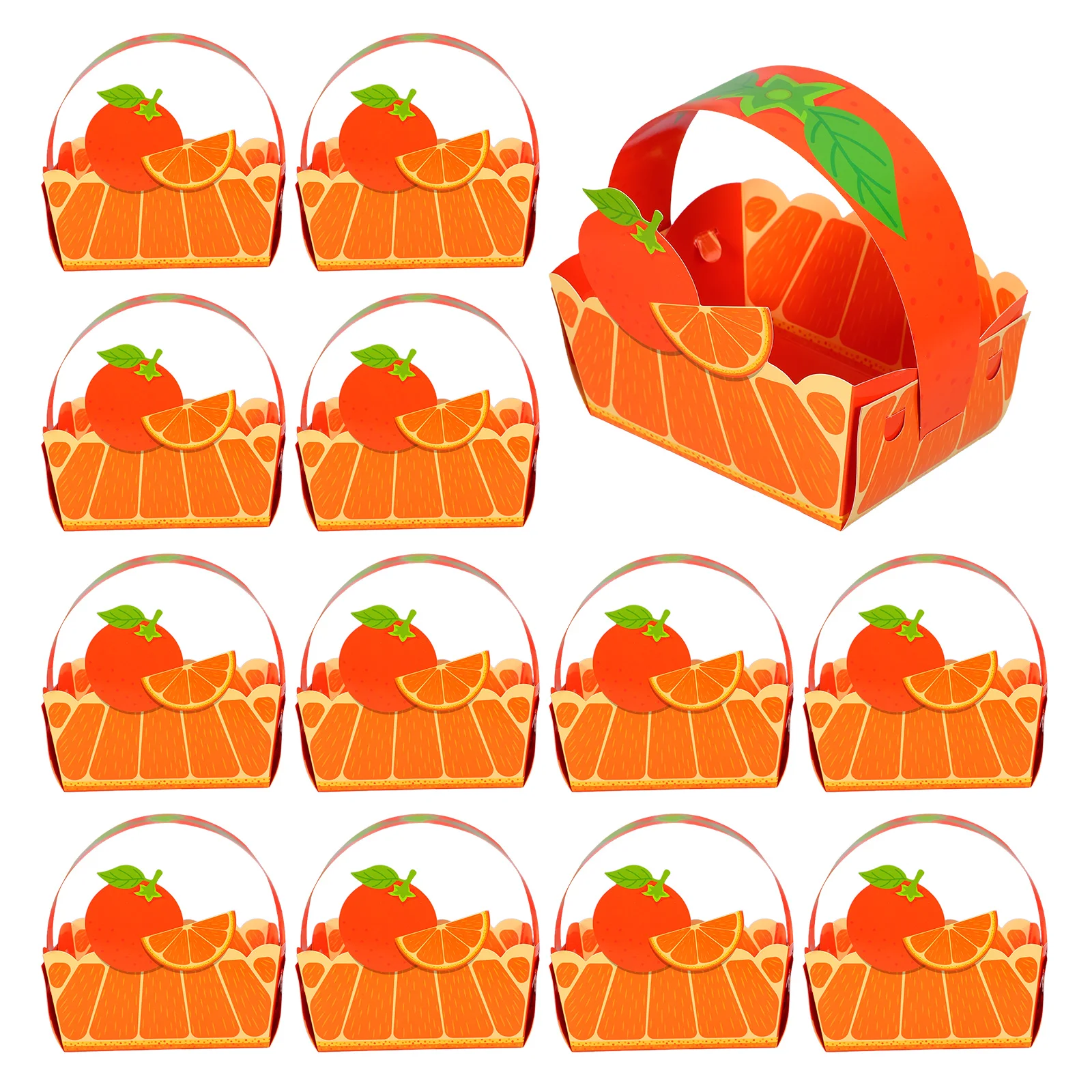 

20pcs Fruit Paper Box Summer Party Candy Container Snack Storage Popcorn Boxes Handle Takeout Fried Food Holder Miscellaneous