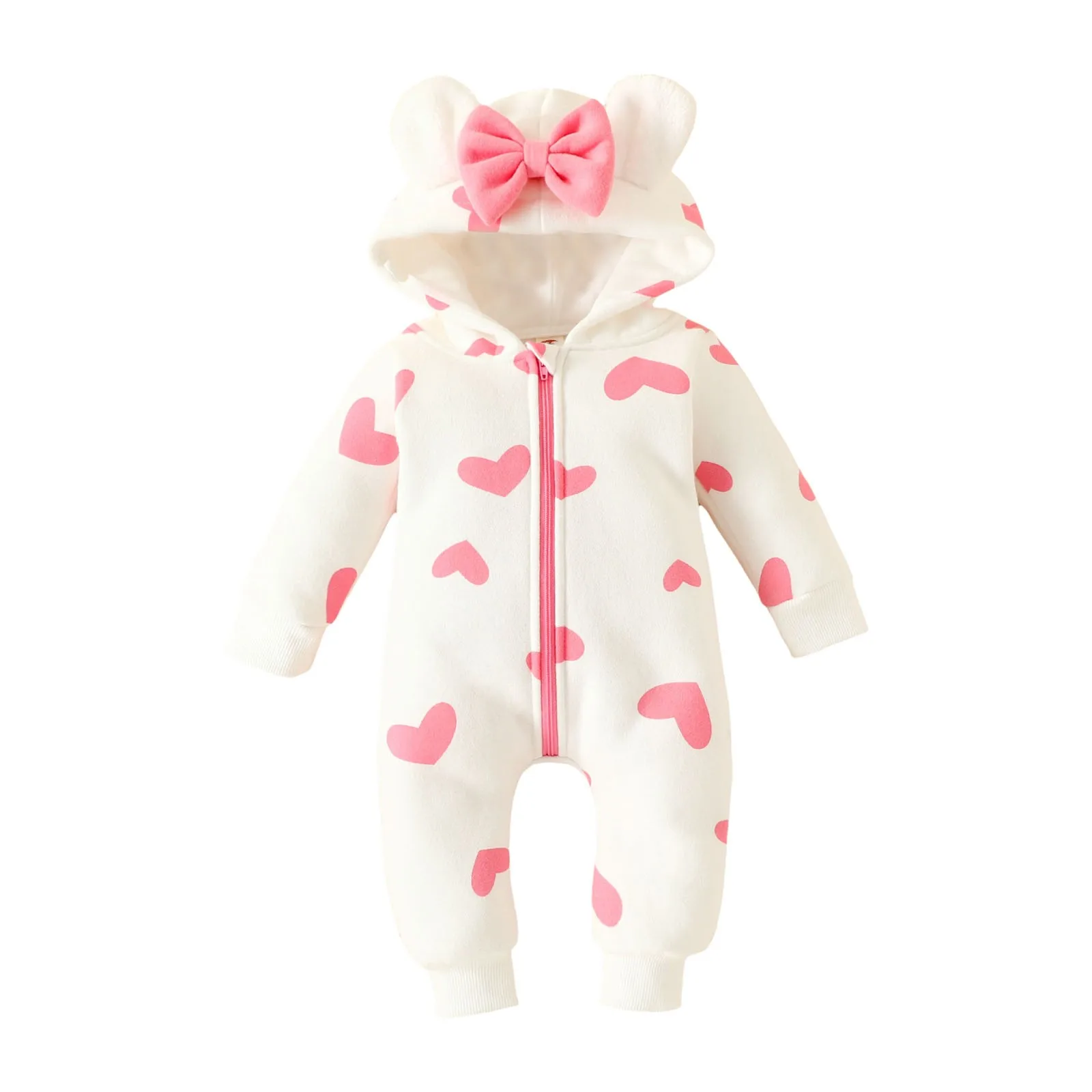 

Одежда для маленьких мальчиков 18-24 месяцев, комбинезон с капюшоном и длинными рукавами и принтом сердца для маленьких мальчиков и девочек, флисовый теплый комбинезон для новорожденных, топ