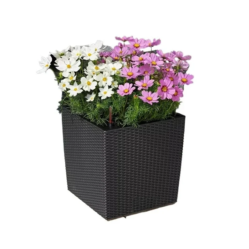 Flower pot self-priming water green plants, imitation rattan large indoor and outdoor floor water storage