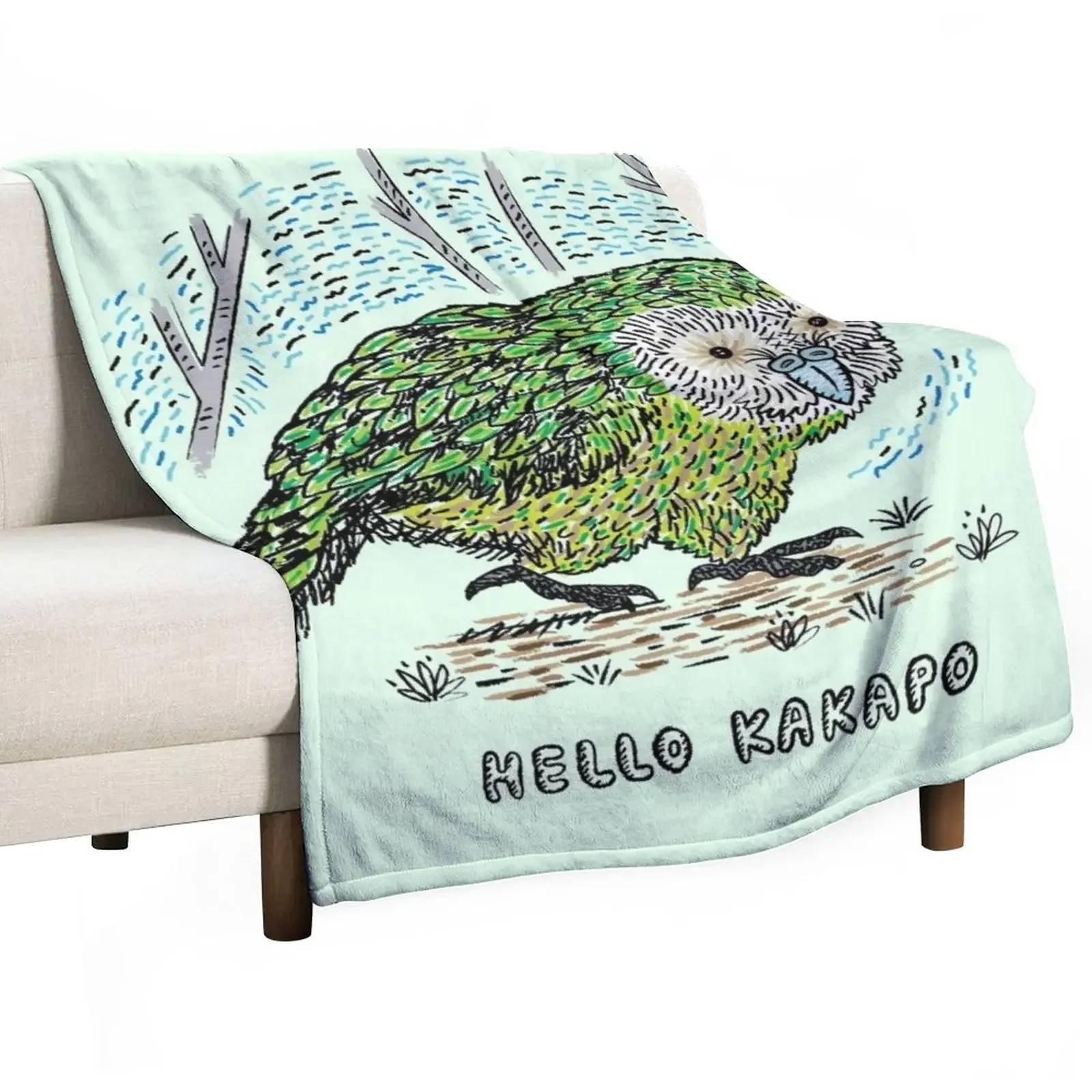 

Hello Kakapo Throw Blanket Bed Fashionable Single decorative Blankets