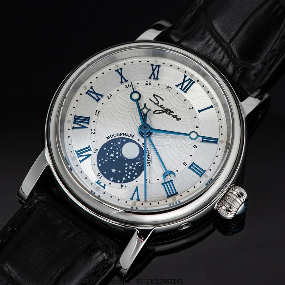 Automatic mechanical high-frequency 2108 movement, moon phase luminous multi-function watch, waterproof business watch