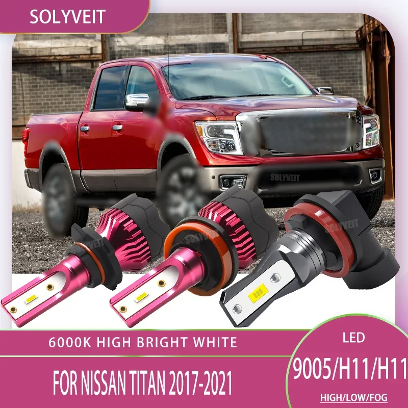 

2/4/6pcs Auto Bulbs Replacement 6000k White 9005/h11/h9 led High Low Fog Lamp Kit For Nissan Titan 2017 2018 2019 2020 2021