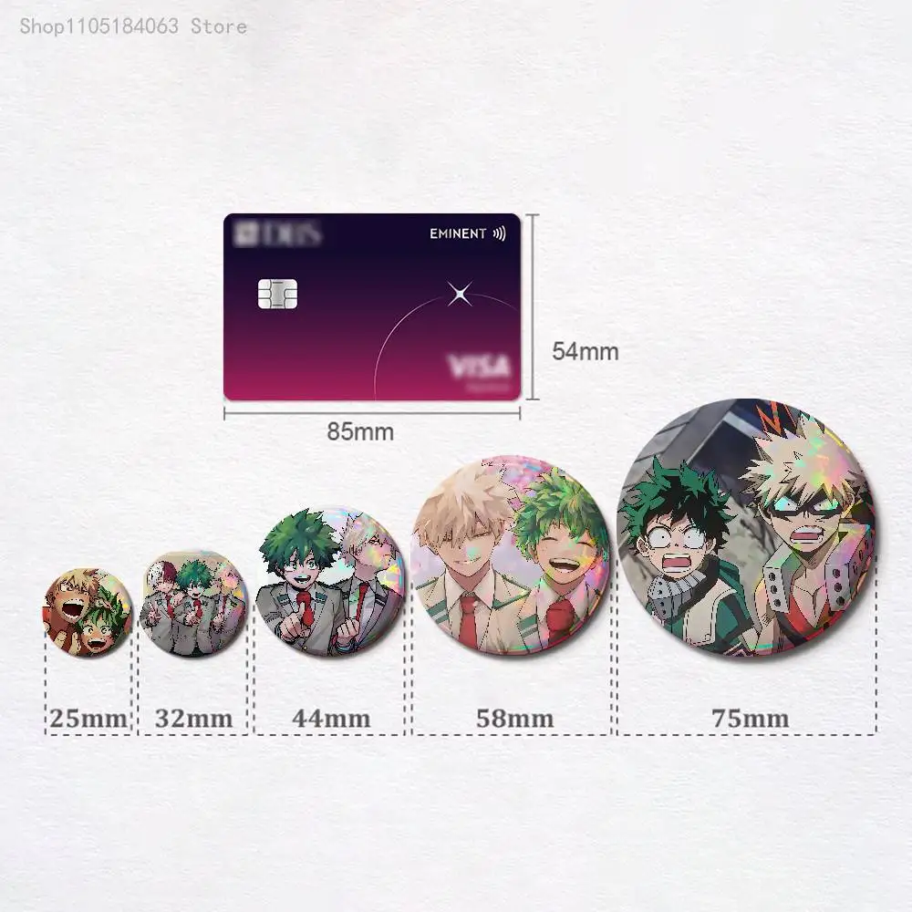 Deku Bakugou شوتو بطل A-الأكاديمية شارة 32 44 58 75 مللي متر جولة تأثيري دبوس حقيبة ديكور المشجعين جمع الأصدقاء الهدايا بروش تذكارية #2