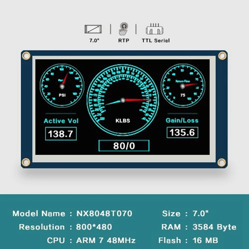 Imagem -03 - Tela Táctil Resistivo de Hmi Nx8048t070 Exposição do Tft Lcd