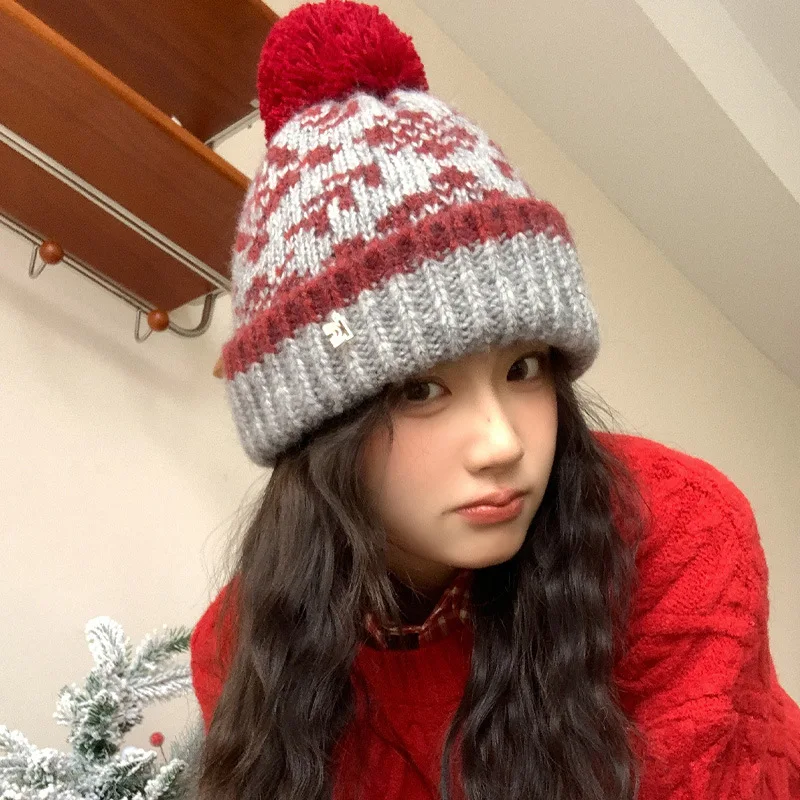 Russian Knitted Woolen Hat Women's Winter Thick Warm Ear Protection Hat 4