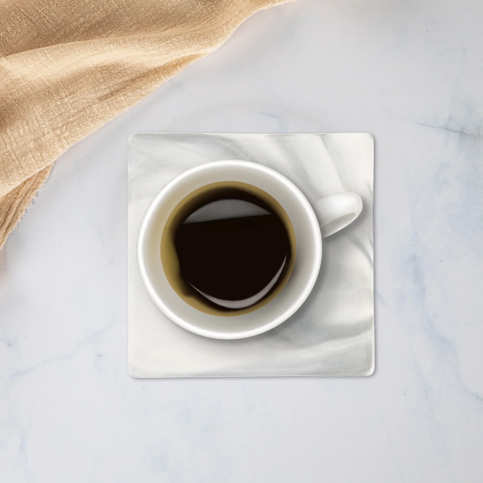 

4Pcs Marble Design Cup Coaster Sturdy Ceramic Heat Insulated Wear Resistant Tabletop Cup Mat Home Use Table Mats