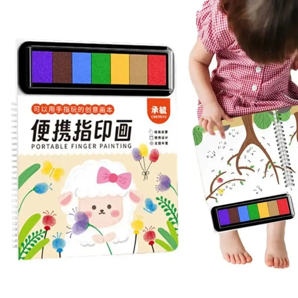 Cartoon Animal Drawing Coloring Books Handmade Washable Finger Art Thick Drawing Book Painting DIY Finger Painting Set