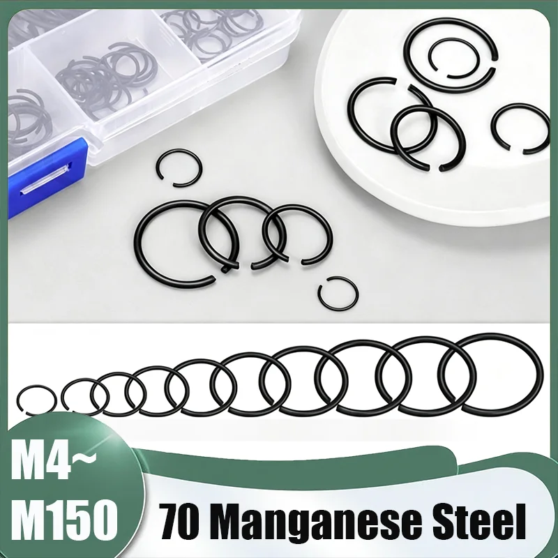 1~50Pcs GB895 M4 M5 M6 M7 M8 M10 M12 M14-M150 Round Wire C-Clips Internal Snap Rings Assortment Kit For Hole Black-Finish Steel