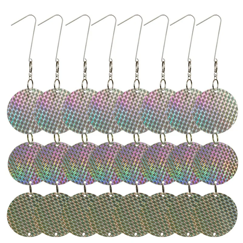 24PCS/Set Bird Repellent Discs Reflective Hanging Device To Keep Birds Away Like Woodpeckers For Pigeons Woodpeckers