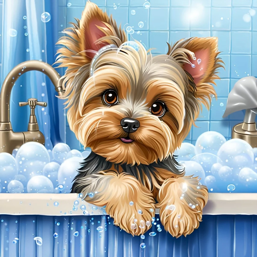 EverShine Diamant Malerei Hund Welpe DIY 5D voller Bohrer Stickerei Cartoon Tier Mosaik Badewanne Bad Blase Badezimmer Wand Dekor