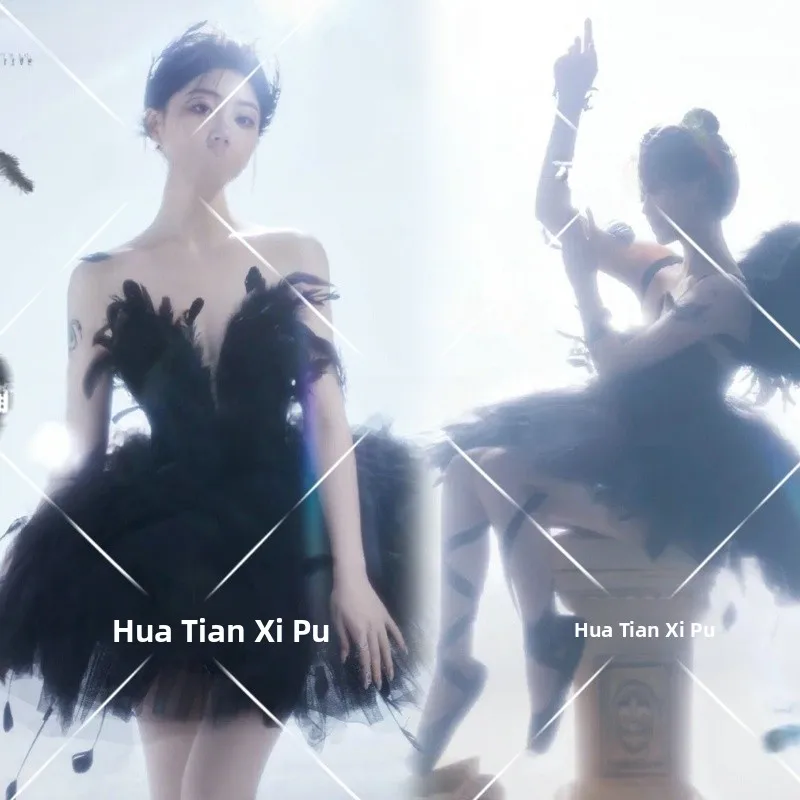 

Black Swan Dark Elf Girl Theme Photography Costume Ballet Dance Performance Dress Women's Fashion Stage Costume 18-25 Years Old