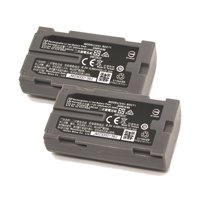 (2pcs) BDC71 Battery for SET/ NET 210/510/610 DL-502/503 Top con Total Station Rechargeable Battery