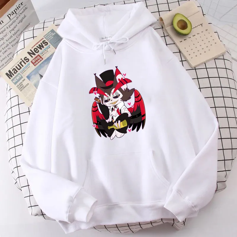 Anime Helluva Boss Hoodies Women Husk Manga Hazbin Hotel Sweatshirts Streetwear Cartoon Female Graphic Winter Clothing Tops