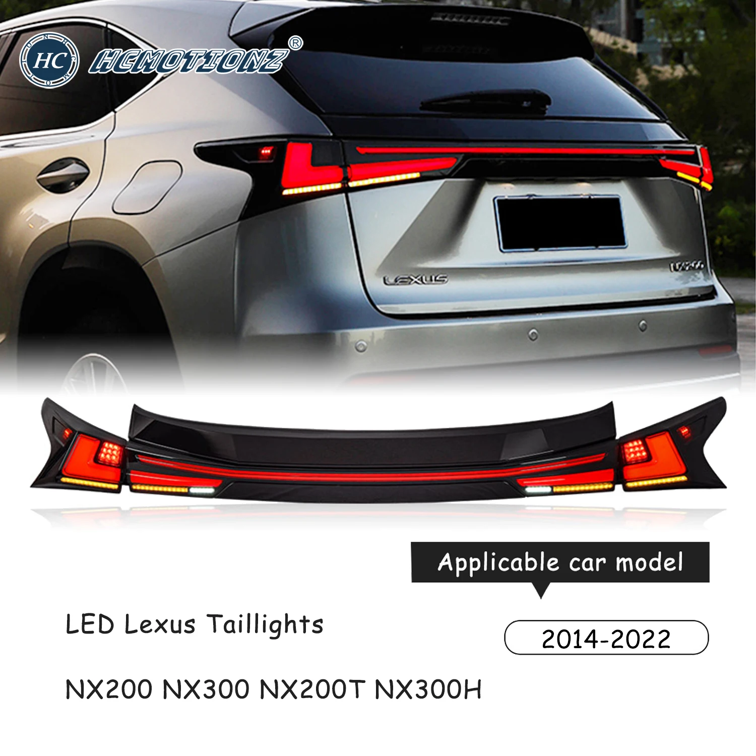 

HCMOTIONZ LED Tail Lights for Lexus NX200 NX300 2014-2022 Animation DRL Car Styling Rear Lamps Assembly Accessories