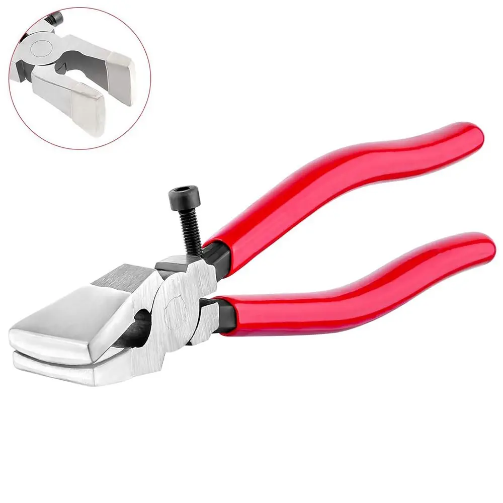 

New 8 Inch Key Fob Pliers Adjustable Screw With Rubber Tips Glass Grozer Nippers Red Glass Running Plier Stained Glass Work