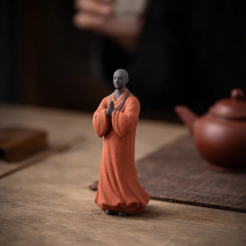 Purple Clay Zen Little Monk Figurine Premium Nurturable Tea Pet Tea Home Living Room Study Tea Table Decoration
