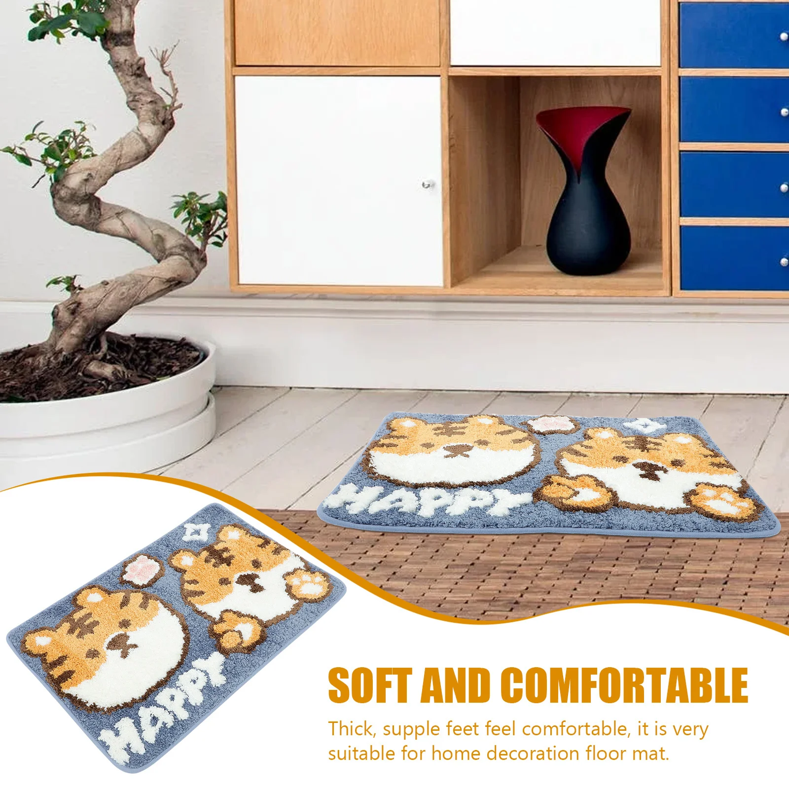 

Cartoon Carpet Bathroom Rugs Floor Mats Tiger Area Cute Animal Front Door Living