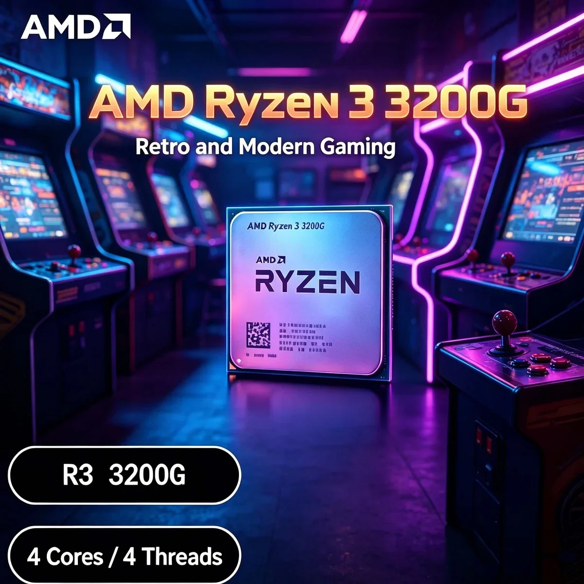 Processeur de bureau AMD Ryzen 3 3200G R3 3200G, socket AM4, 3,6 GHz, 4 cœurs, 65 W, CPU de jeu