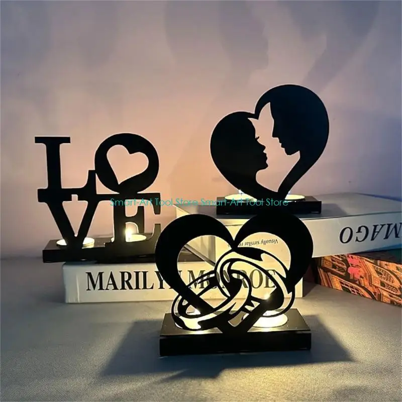 E1PB Love Heart Holder Wedding Candlestick for Table Centerpieces Home Holiday