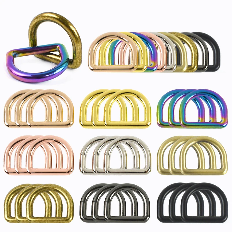 

20P Meetee 10-50mm Metal D Ring Buckle Seamless Bag Strap Connector Clasp Pet Collar Ring Hook Keychain DIY Hardware Accessories