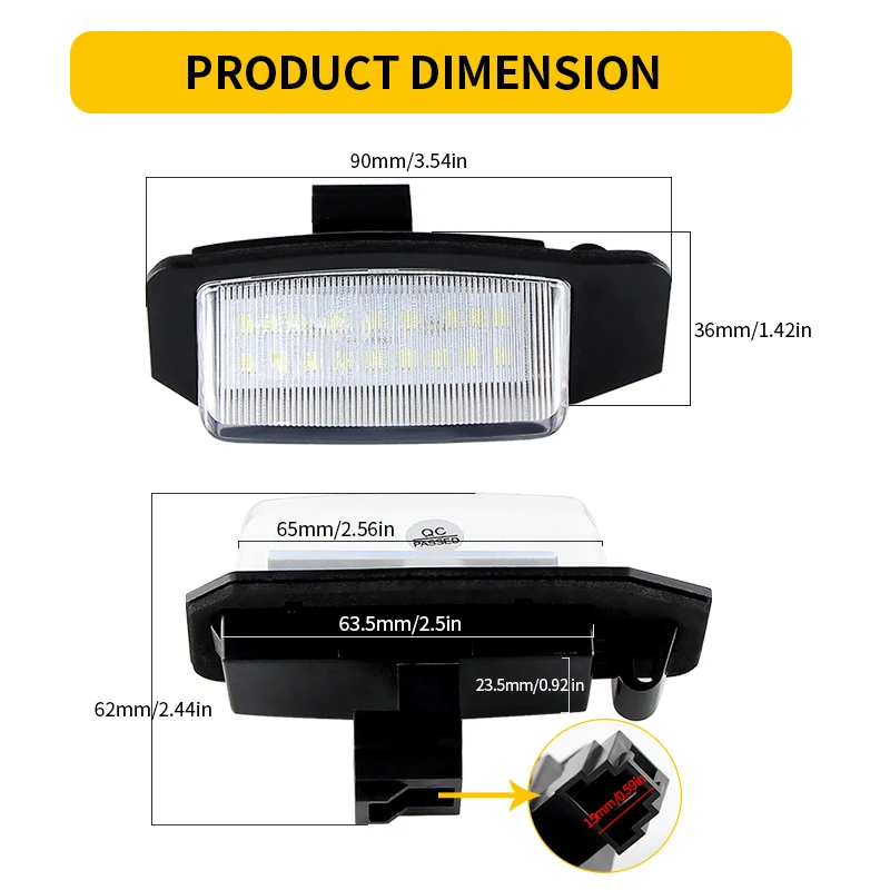 Error Free LED License Plate Lights for Mitsubishi Outlander Lancer Eclipse Cross Xpander Galant OEM 6340F6 1141283 White 6000K