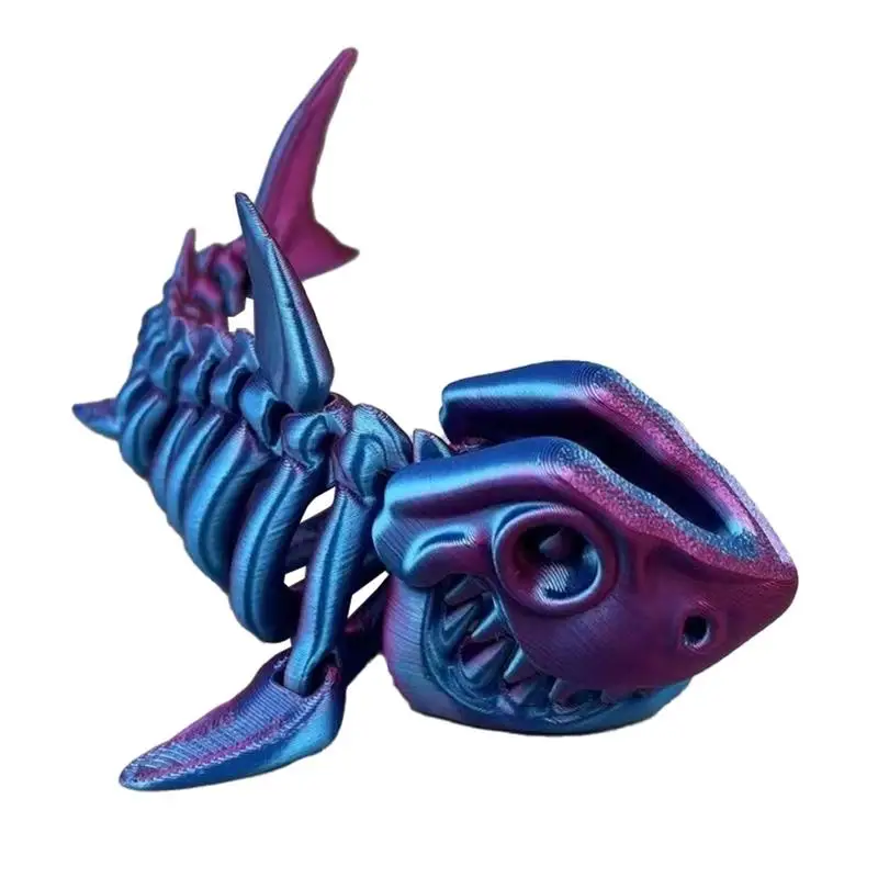 3D Printed Shark Joint Movable Aquatic Figure Desktop Ornament Shark Skeleton Design Decoration Realistic Model Figure for Home