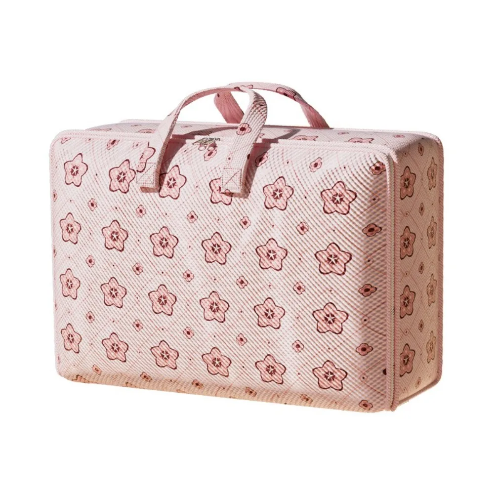 New Cherry Blossom Clothes Storage Bins Dust-Proof Waterproof Tote Large Capacity Zipper Quilt Storage Bag Household Supplies