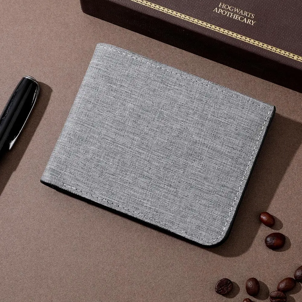 1Pc Men's Wallet Canvas Simple Casual Double Fold Photo Card Holder Men's Short Wallet