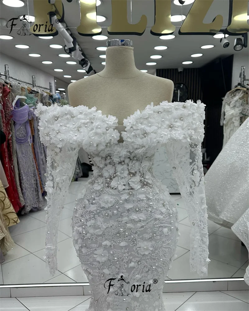 Vestido Gala Luxury Beads Mermaid Evening Dresses Crystal Dubai Flowers Appliques Party Prom Gown robe pailletée femme soirée