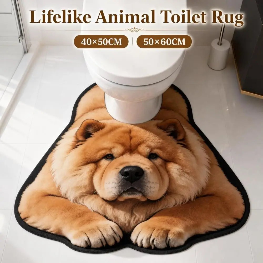 40×50CM 50×60CM Lifelike Animal Toilet Floor Mat Non-slip Water-absorbing Toilet Rug Diatomaceous Earth Washable