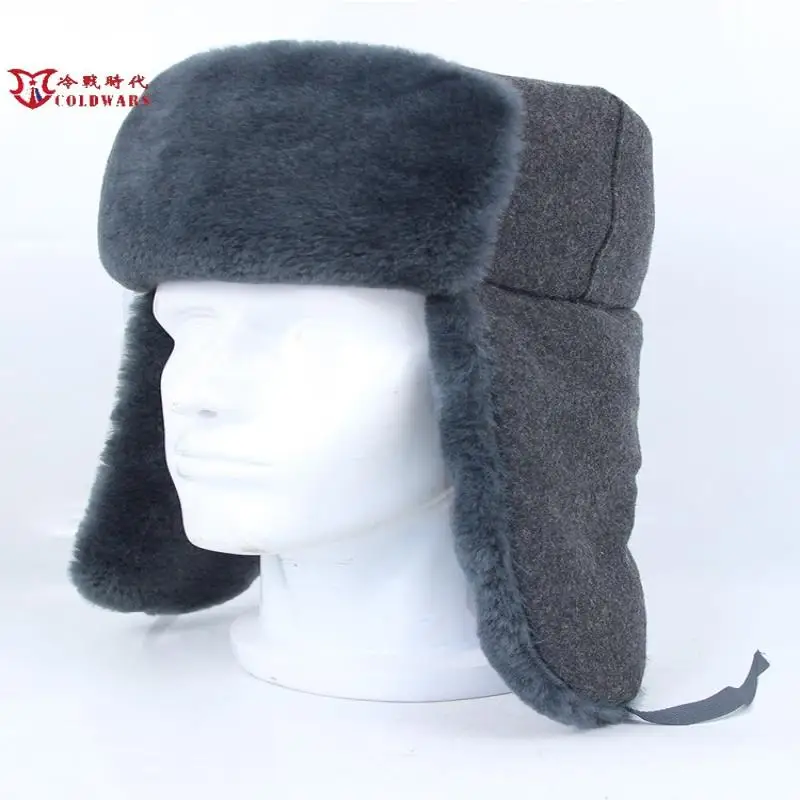 Soviet Russia Ushaka Cotton Hat M69 Red  Star Grey Winter Hat Tufted Lei Feng Hat Ushanka