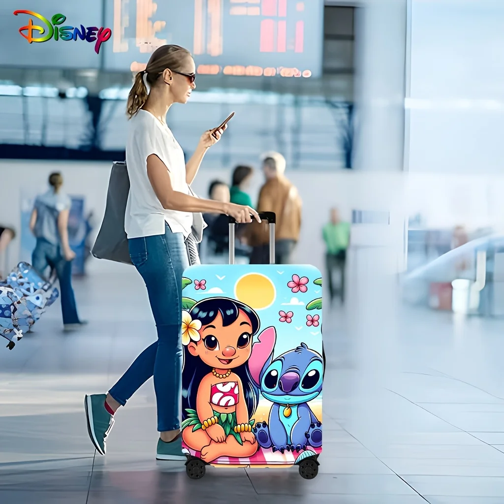 Disney Stitch Koffer-Schutzhülle mit Cartoon-Muster, staubdichter Kofferbezug mit elastischem Stoff, langlebiges Gepäck
