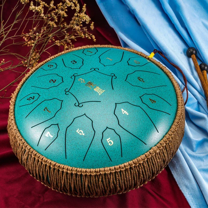 12 Inch 15 Note Tongue Drum D Key Ethereal Drum Beginner Hand Pan Drums Yoga Meditation Percussion Instruments with Accessories