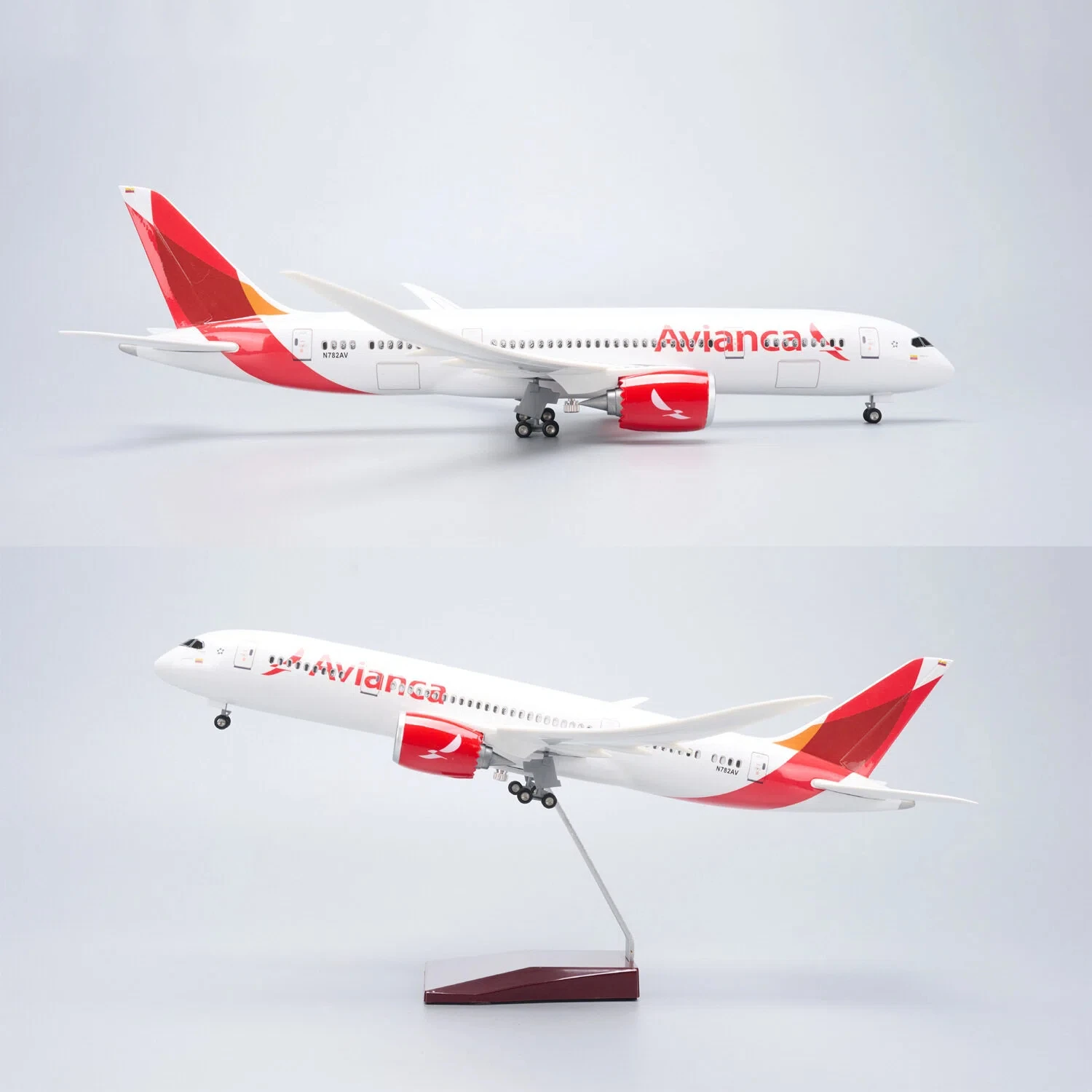 43cm 1/130 Scale Avianca B787 Diecast Resin Airplane Model Kit With Landing Gear Wheel For Collection Display or Plane Toys