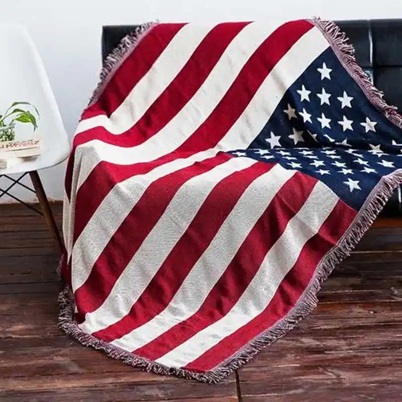 

Knitted Throw Blanket For Sofa Chair Bed Couch 130x180cm American Warm Cotton Throws Quilt For Home Travel Office Camping Car