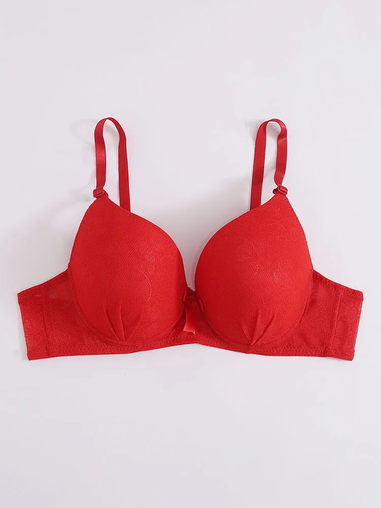 Beautiful Design Sexy Red Underwear Lace Underwire Back Buckle Bras Crop Top Shapewear Plus Size Women\'s Clothing A5100