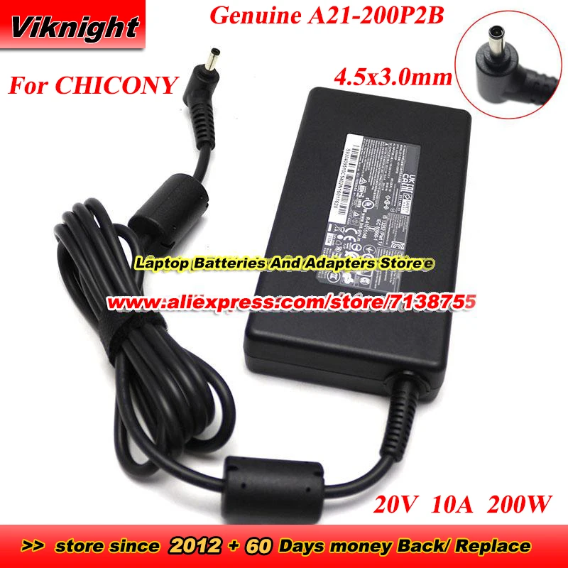 

Оригинальный адаптер переменного тока CHICONY 20 В 10 А 200 Вт A21-200P2B A200A022P для ноутбука DELTA ADP-200JB F MSI KATANA B14VFKG с наконечником 4,5x 3,0 мм