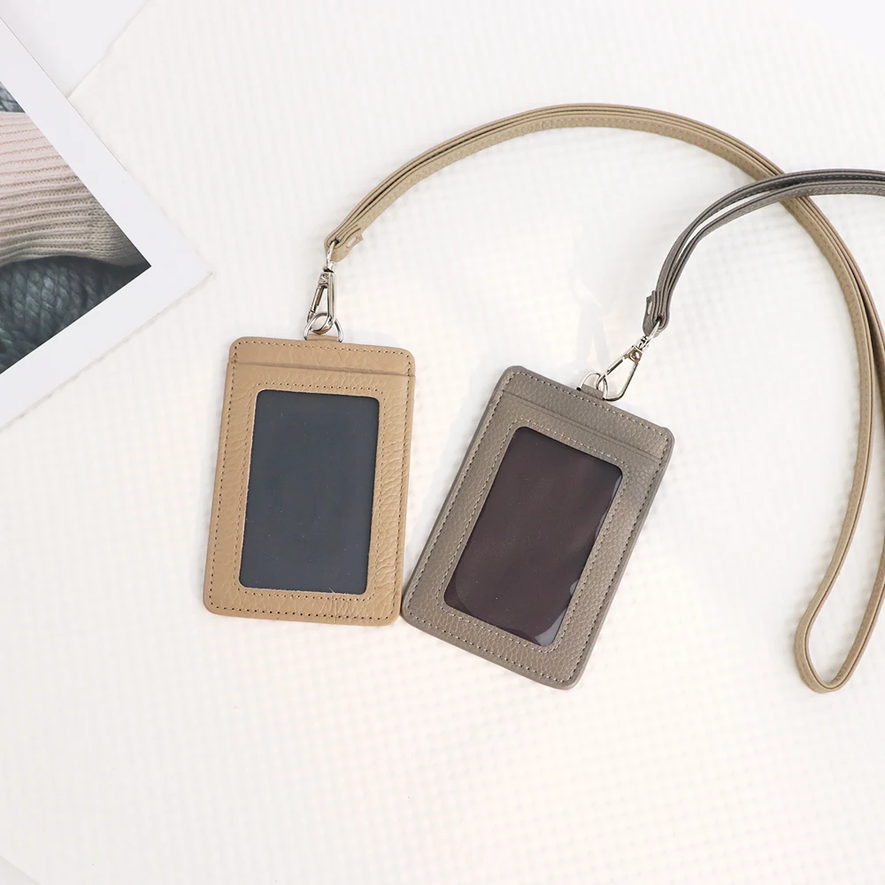 Personalisierter Leder-Ausweishalter mit Mehrfachfunktion, Schlüsselband für Männer und Frauen, Kreditkarten-, Ausweis- und Brieftaschen-Kartenhalter – Detail 6