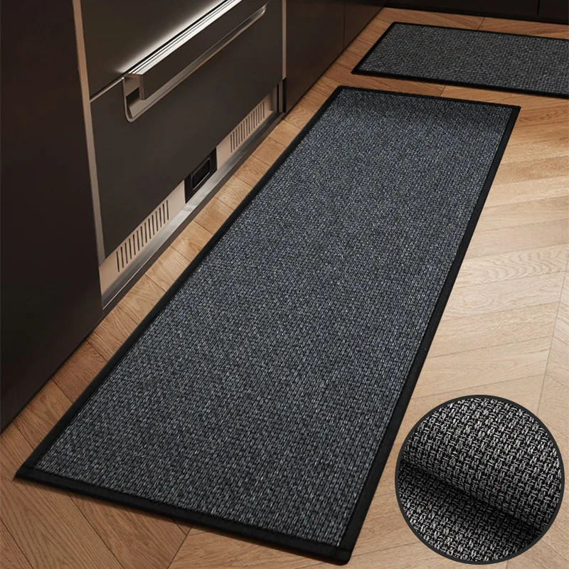 

NIM Kitchen Floor Mat Black Gray Interwoven Long Kitchen Mat Non-slip kitchen rug Suitable for kitchen, laundry room, doorway