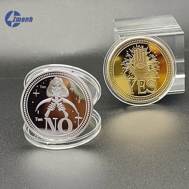 New！1Pcs Souvenir  Coin Yes Or No Prediction Decision Coin Ouija All-Seeing Eye Or Death Gothic Copper Plated Coin