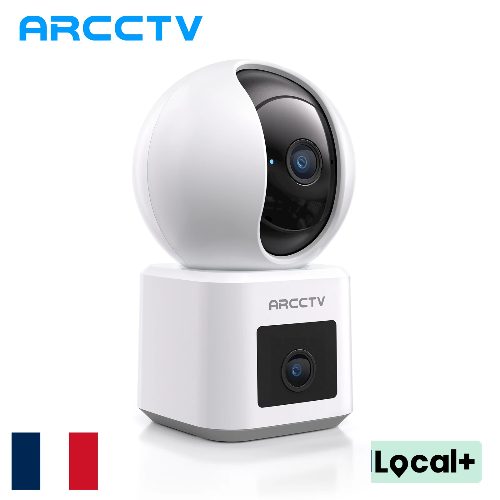 Caméra de surveillance WiFi ARCCTV 4MP à double objectif, HD, conversation bidirectionnelle, vision nocturne IR, caméra de sécurité sans fil 360° °   Suivi automatique 1