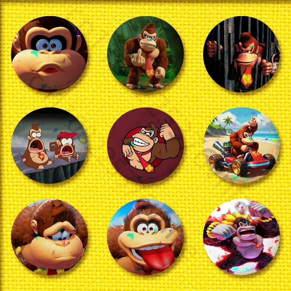

D-Donkey K-Kong Monkey Badges 32mm 25mm 44mm 75mm 58mm Round Pin Brooch Hat Cap Souvenir Cosplay Gift Decorations