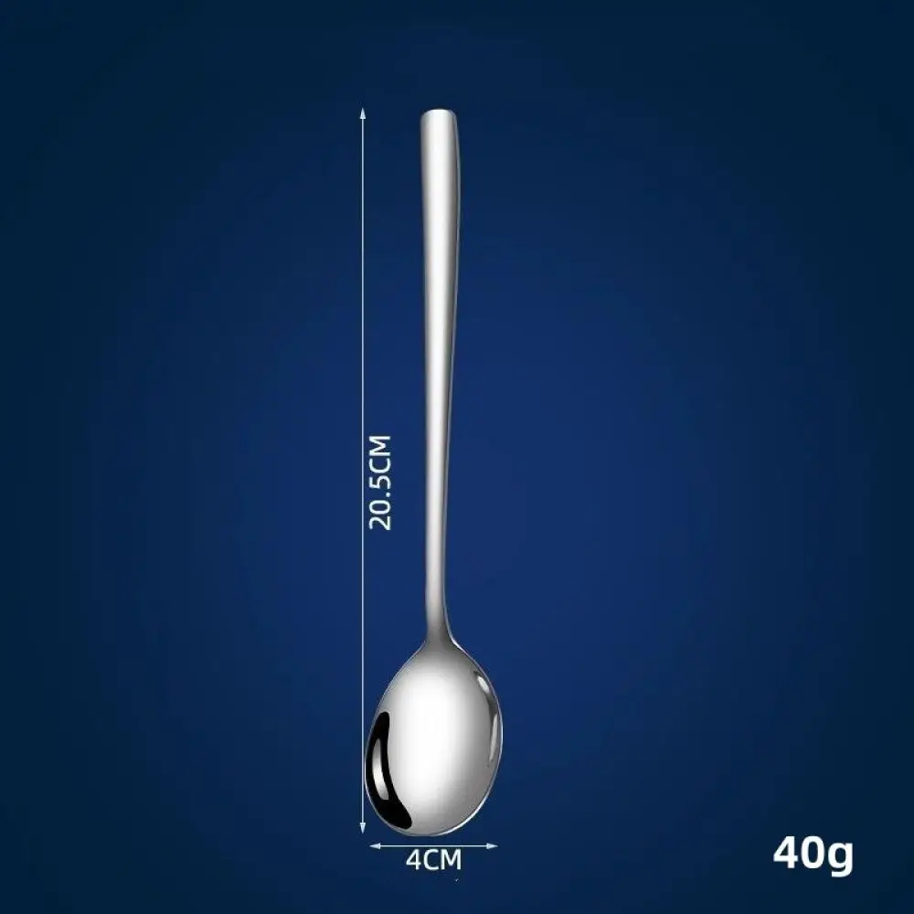 316L Stainless Steel Thickened Spoon Long Handle Mirror Finished Tableware Simple Design Soup Dessert Mixing Cutlery