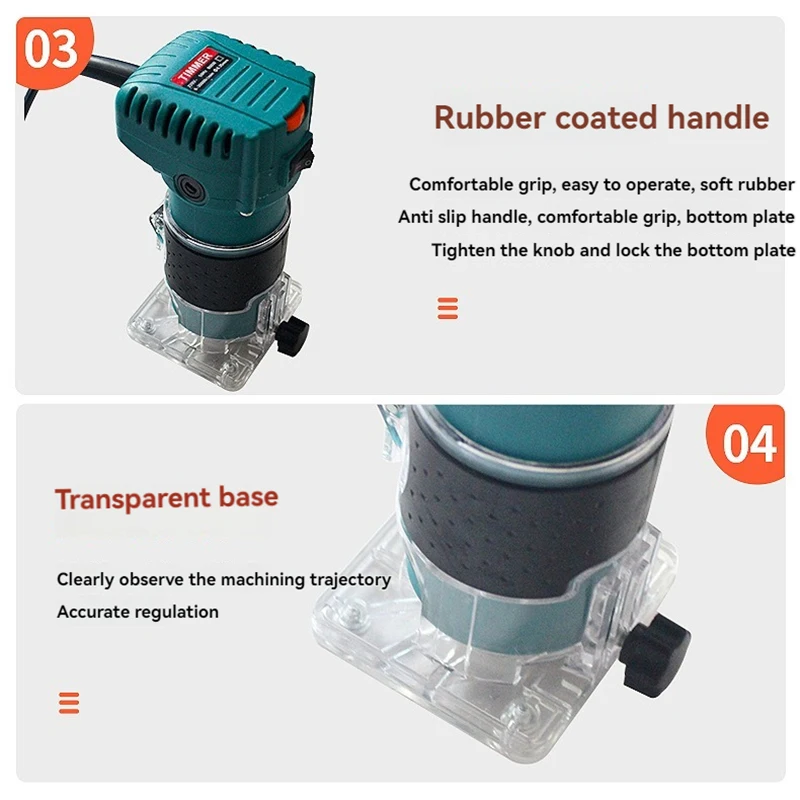 Wood Router Wood Trimmer Machine Electric Hand Trimmer  Power Carpentry Tool Woodworking Trimming Grooving Carving
