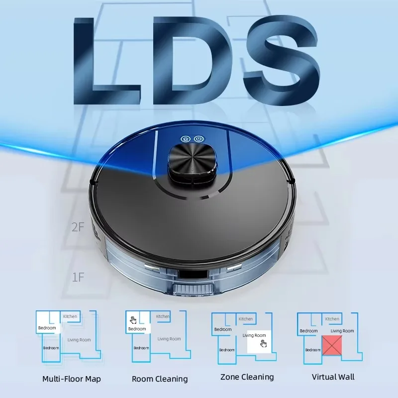 Automatic Sweeping Mopping Robot Vacuum Cleaner LDS Navigation Self-Emptying Dust Disposal Wet/Dry Cleaning HEPA Battery Hotel