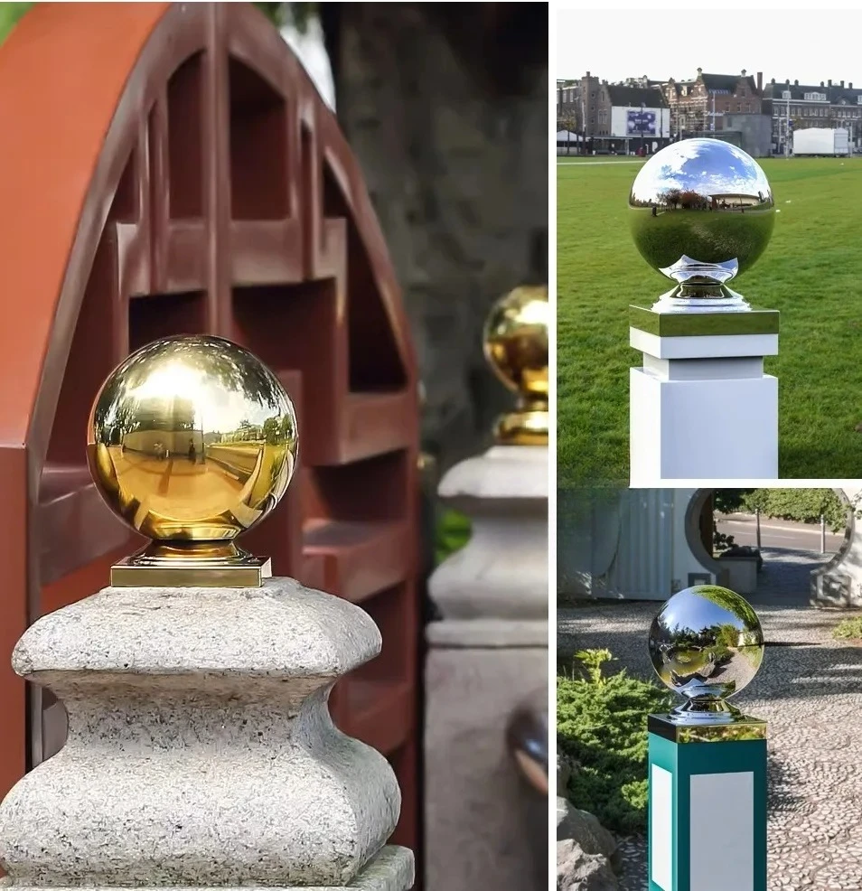 1Piece 304 Stainless Steel Post Caps Ball Finial Dome For Square Round Fence Guardrail Poles Silver Gold