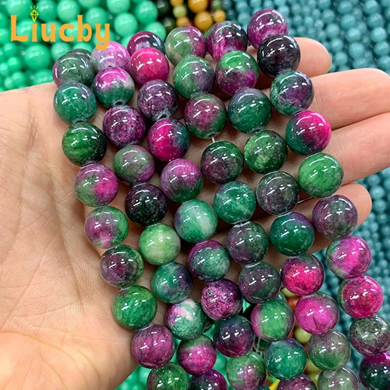 Persian Jades Purple Tourmaline Natural Stone Smooth Beads DIY Earrings Bracelets For Jewelry Making 15'' Wholesales 6/8/10/12mm