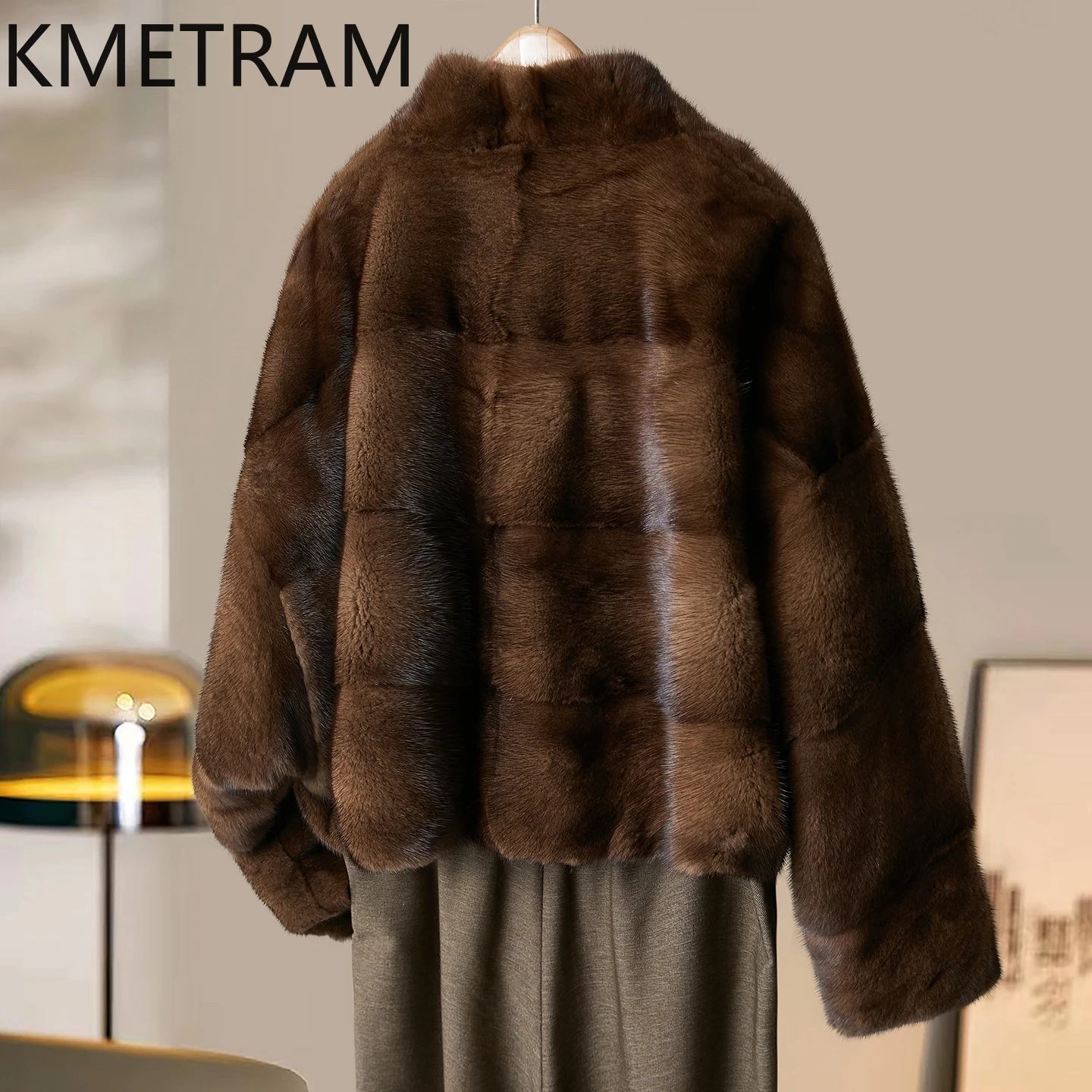 معاطف من فرو المنك 100% من KMETRAM معطف فرو حقيقي قصير للقهوة وصل حديثًا ملابس نسائية شتوية 2025 ملابس خارجية نسائية #2